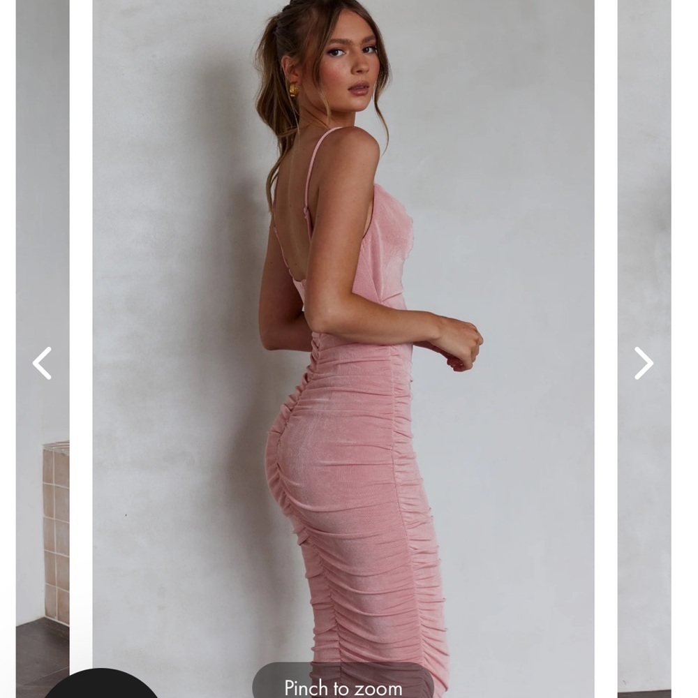 Selfie Leslie LITTLE WALTZ RUCHED MIDI DRESS PINK - perfect condition!